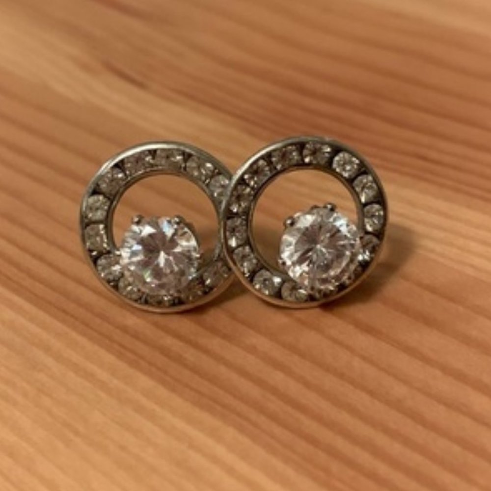 CZ Floating Halo Stud Earrings